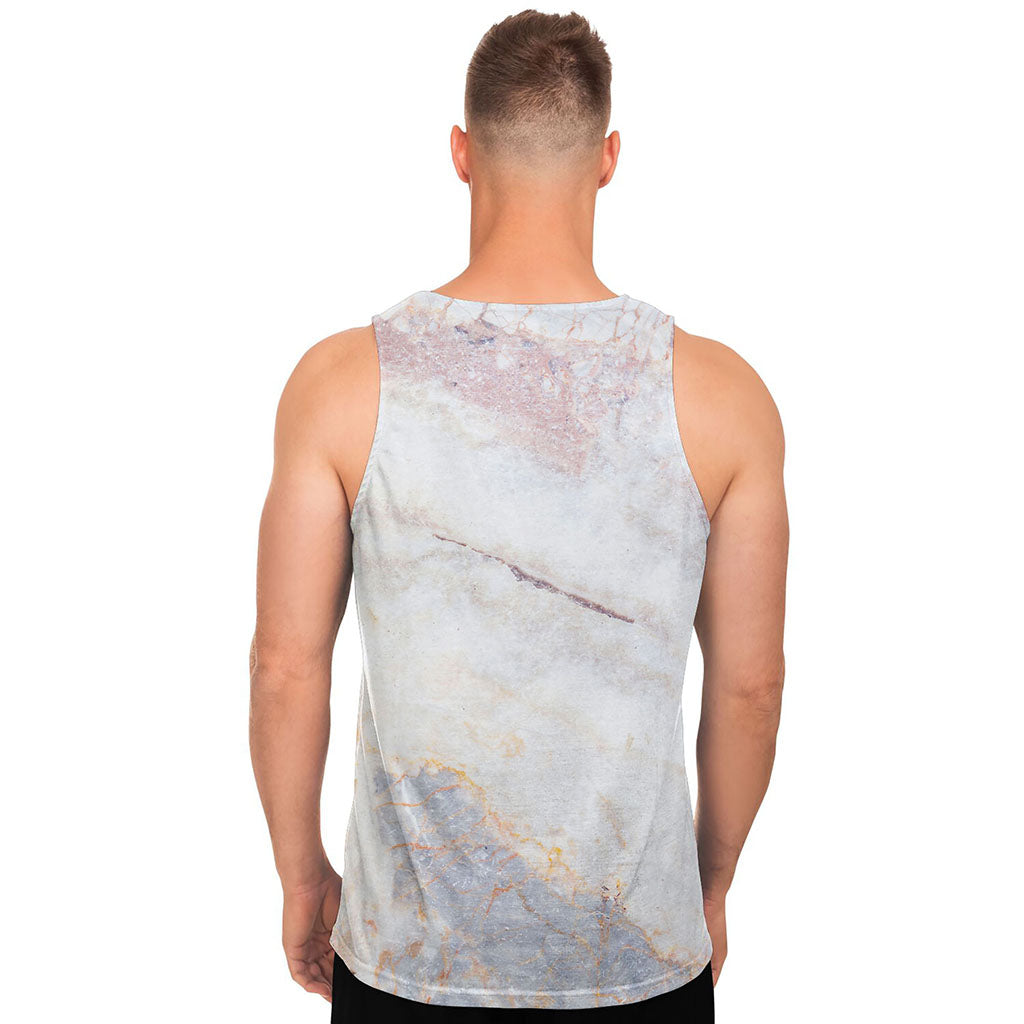 Pink White Grey Marble Print Men's Tank Top