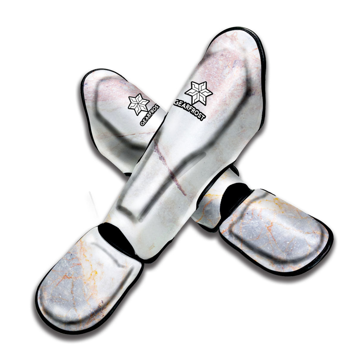 Pink White Grey Marble Print Muay Thai Shin Guard