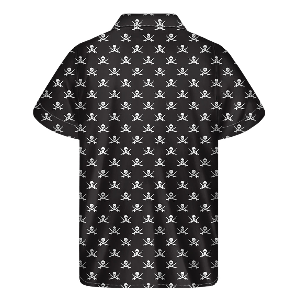 Pirate Skull Symbol Pattern Print Men's Short Sleeve Shirt