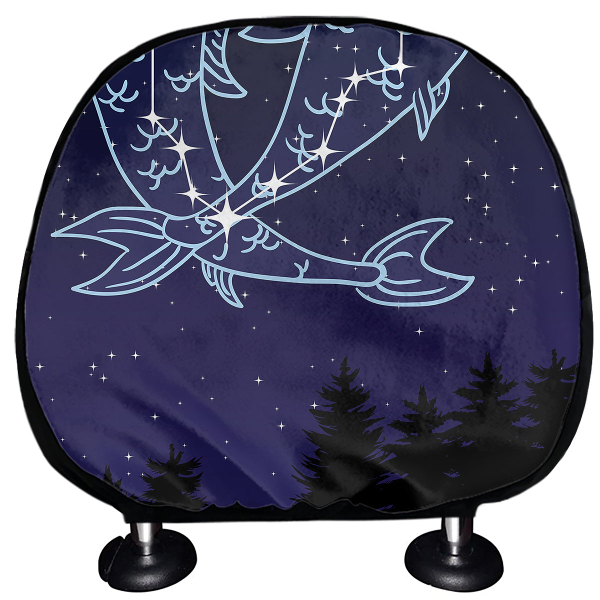 Pisces Constellation Print Car Headrest Covers