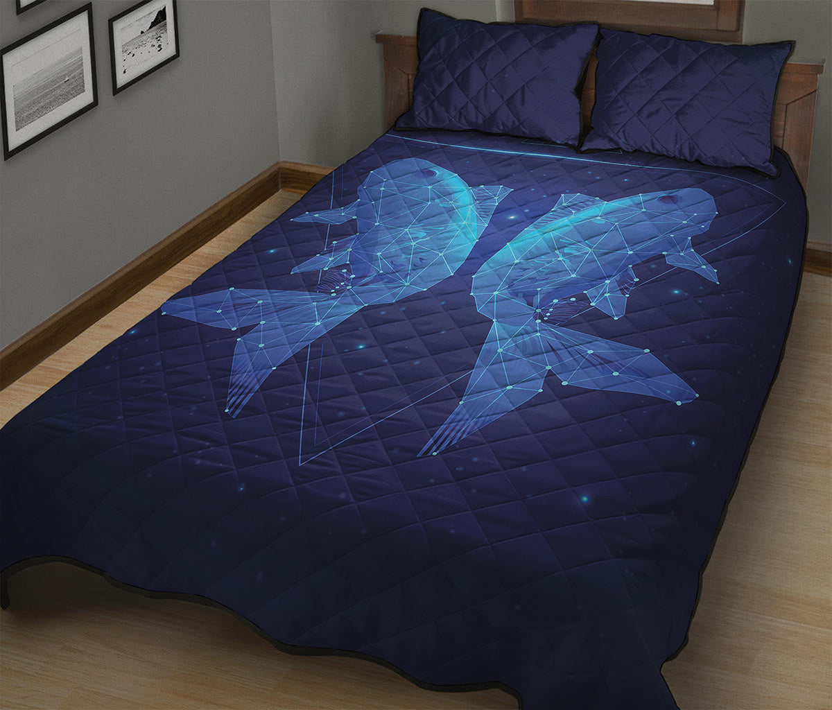 Pisces Horoscope Sign Print Quilt Bed Set