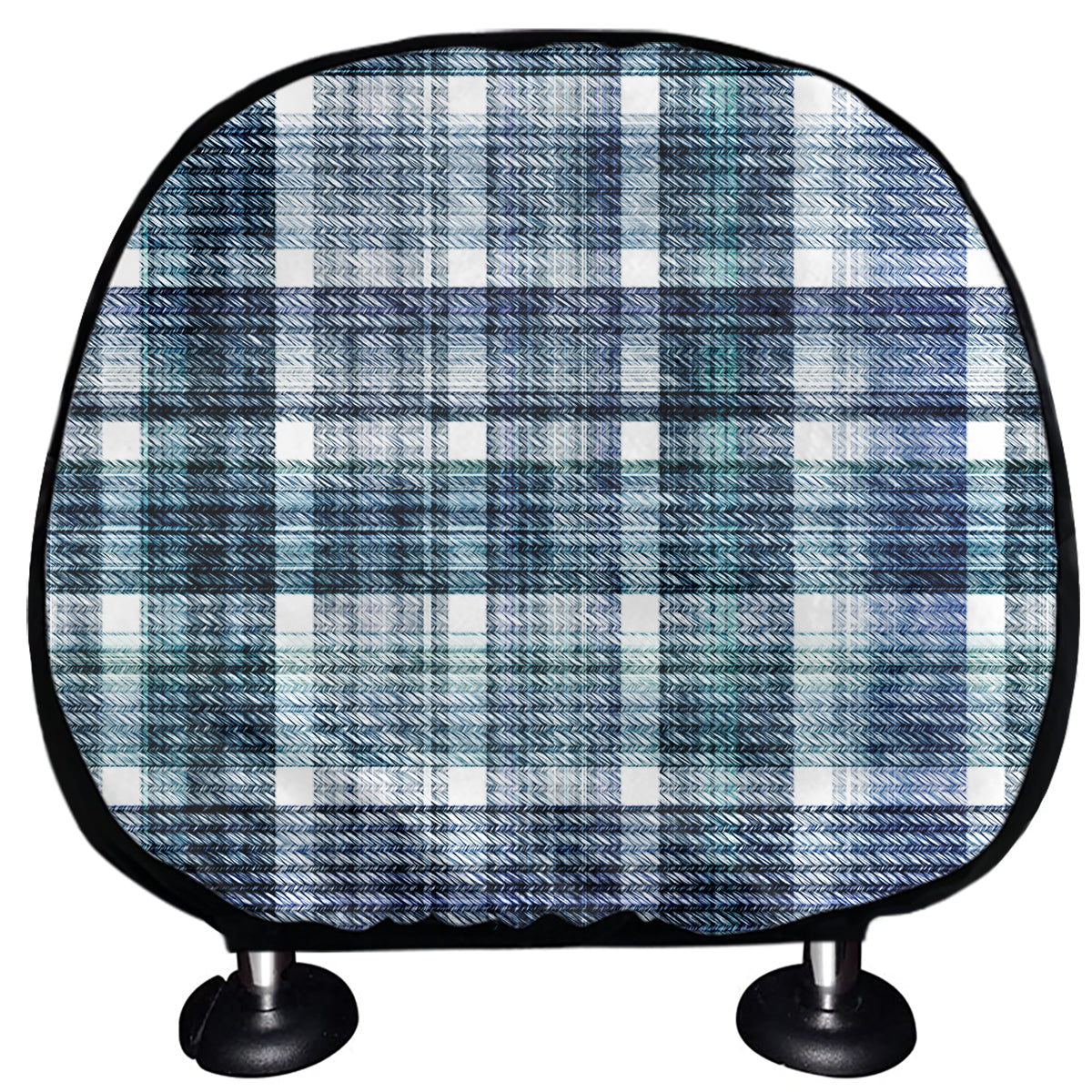 Plaid Denim Jeans Pattern Print Car Headrest Covers