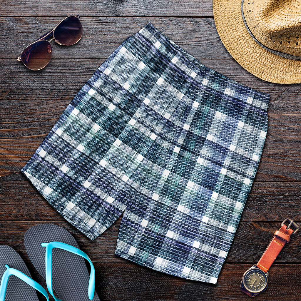 Plaid Denim Jeans Pattern Print Men's Shorts