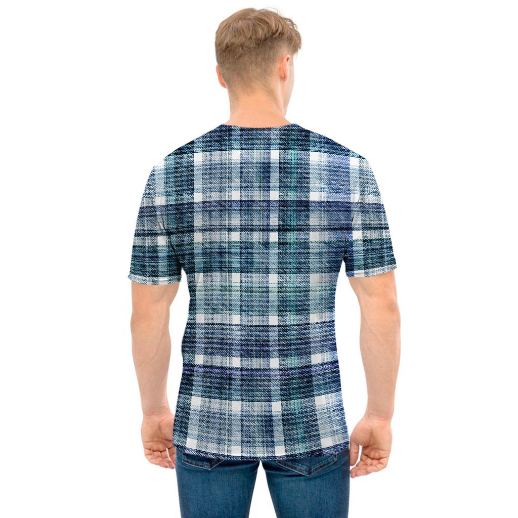 Plaid Denim Jeans Pattern Print Men's T-Shirt