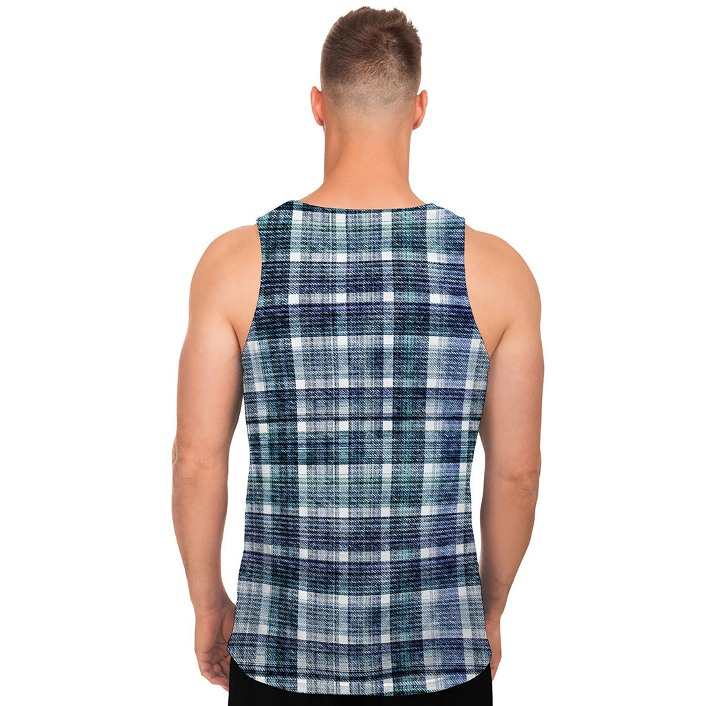 Plaid Denim Jeans Pattern Print Men's Tank Top