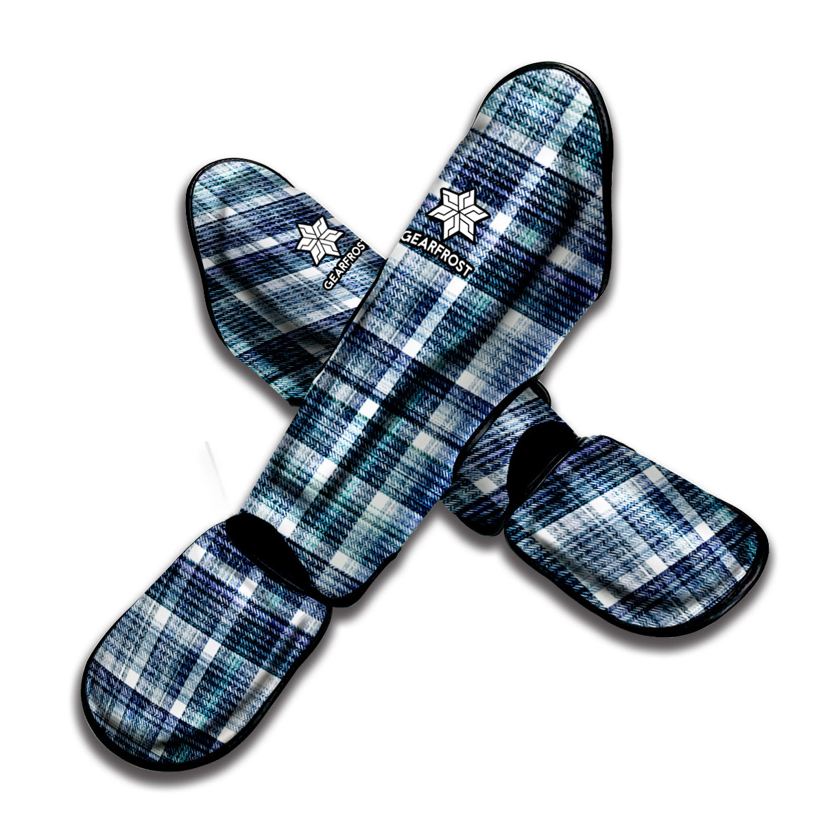Plaid Denim Jeans Pattern Print Muay Thai Shin Guard
