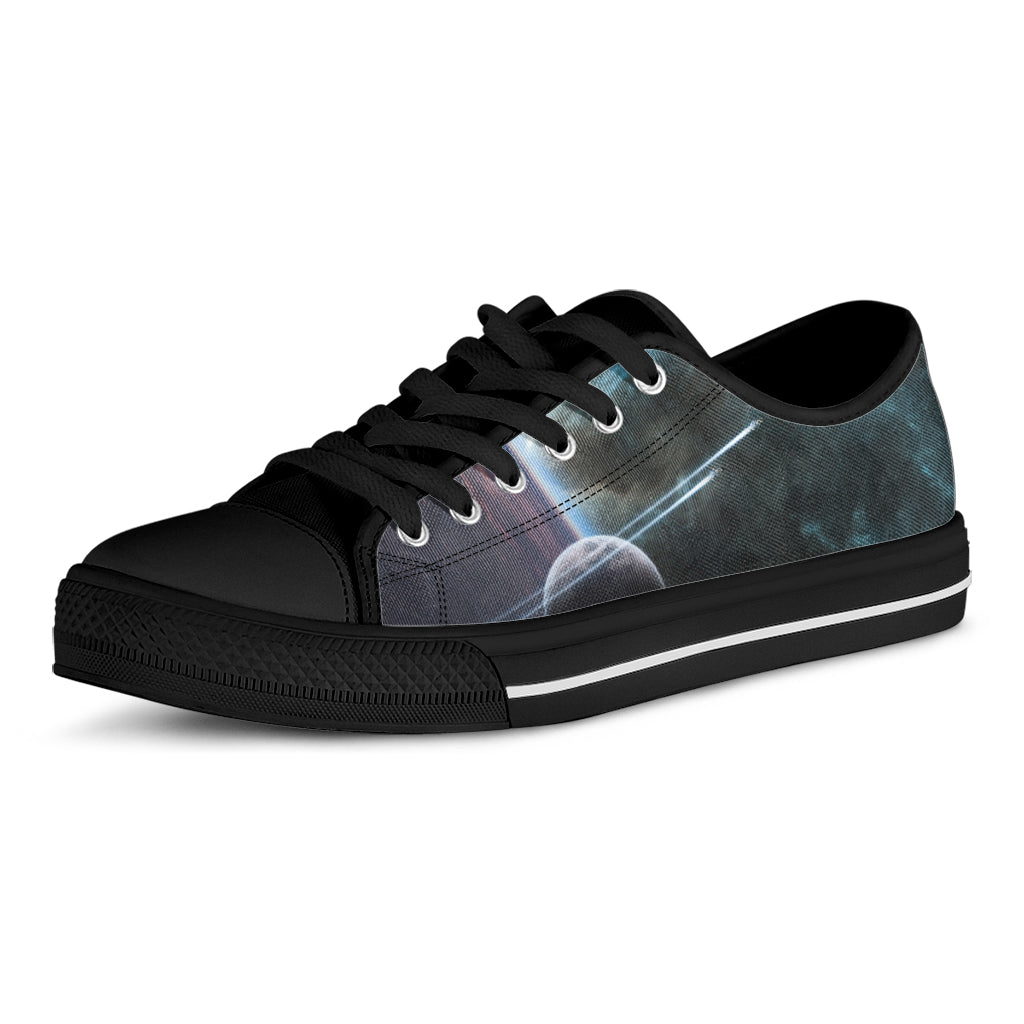 Planet And Space Print Black Low Top Shoes