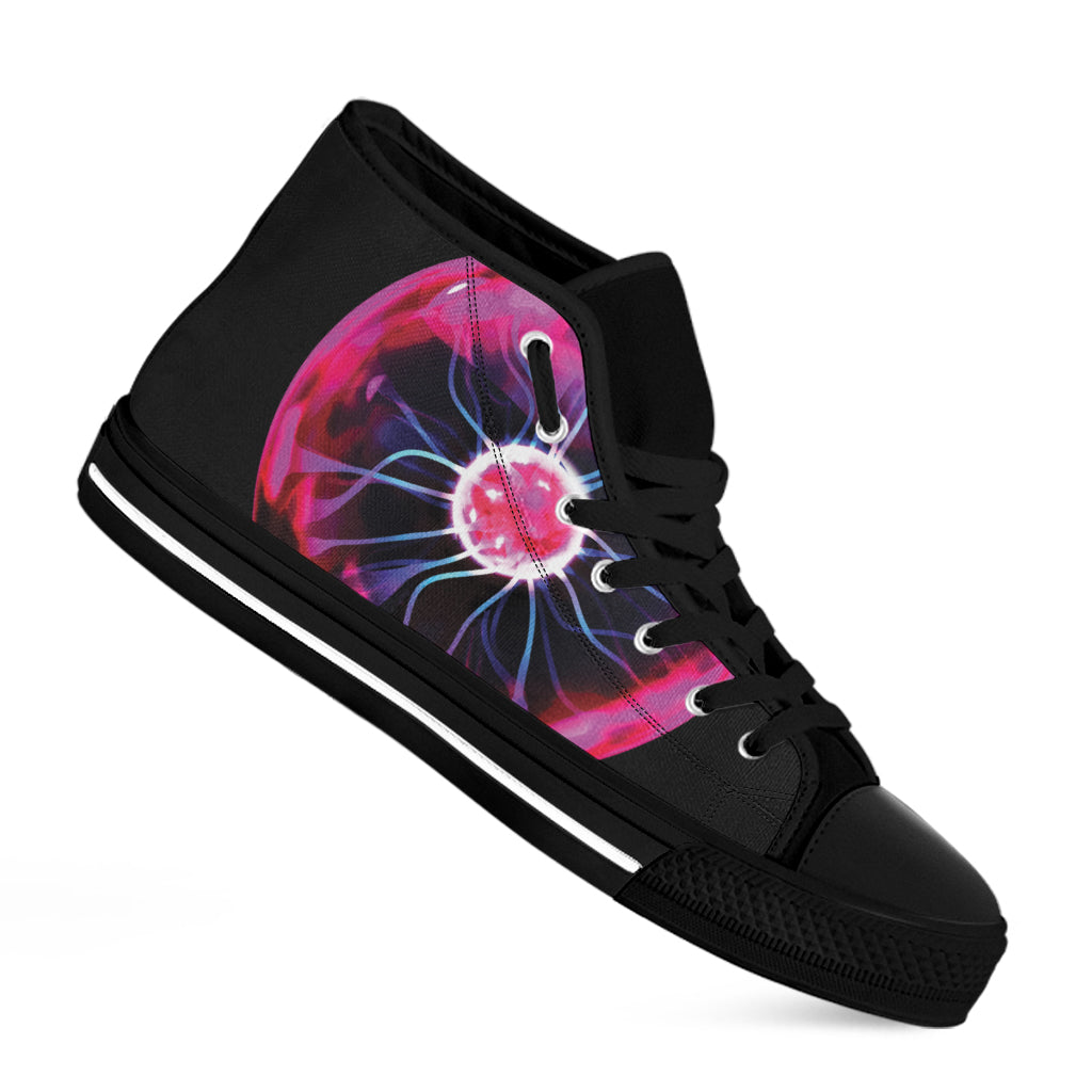 Plasma Ball Print Black High Top Shoes
