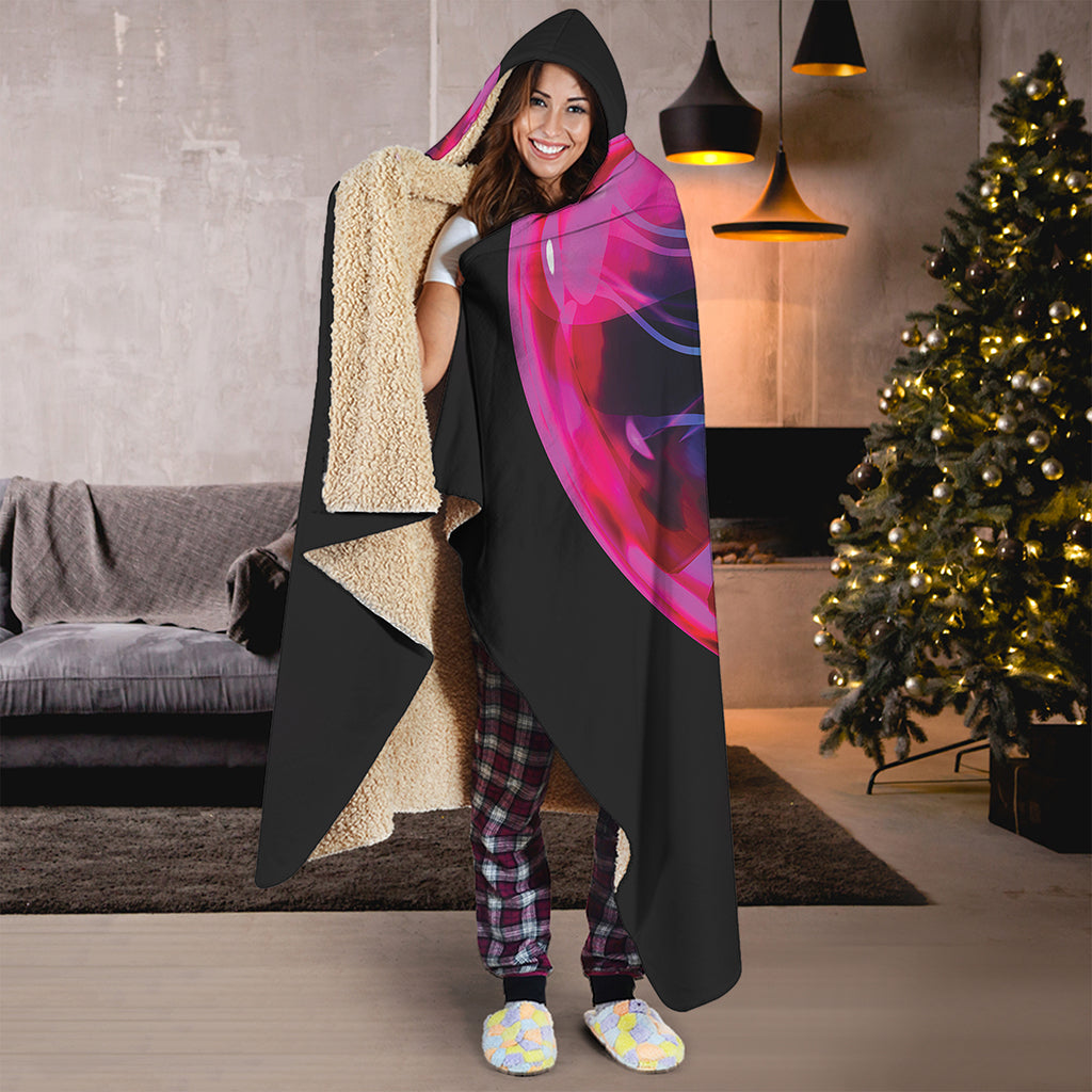 Plasma Ball Print Hooded Blanket