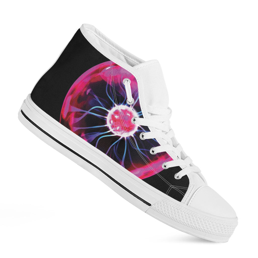 Plasma Ball Print White High Top Shoes
