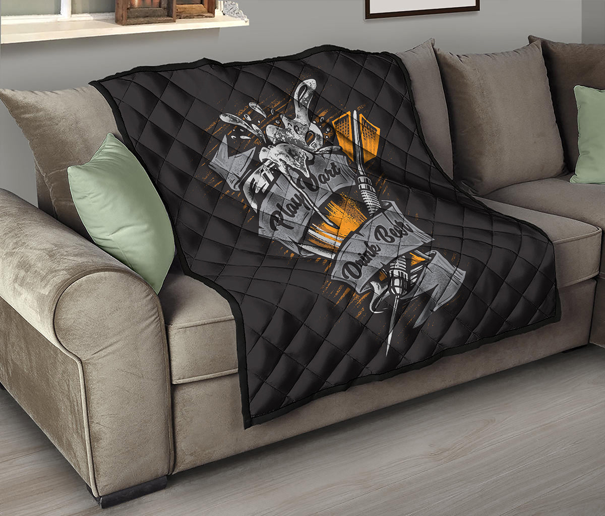 Play Dart Drink Beer Print Quilt