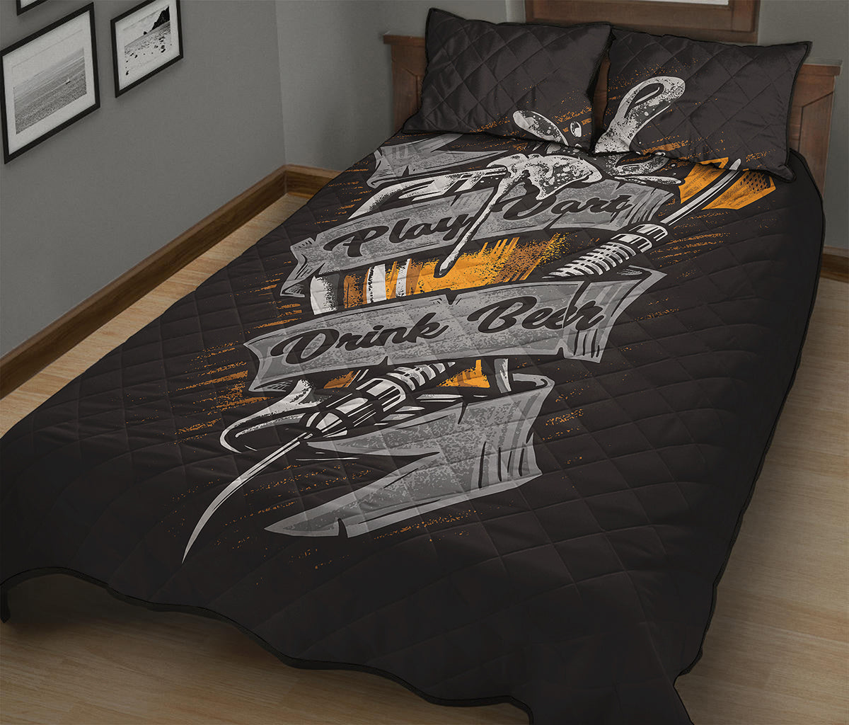 Play Dart Drink Beer Print Quilt Bed Set