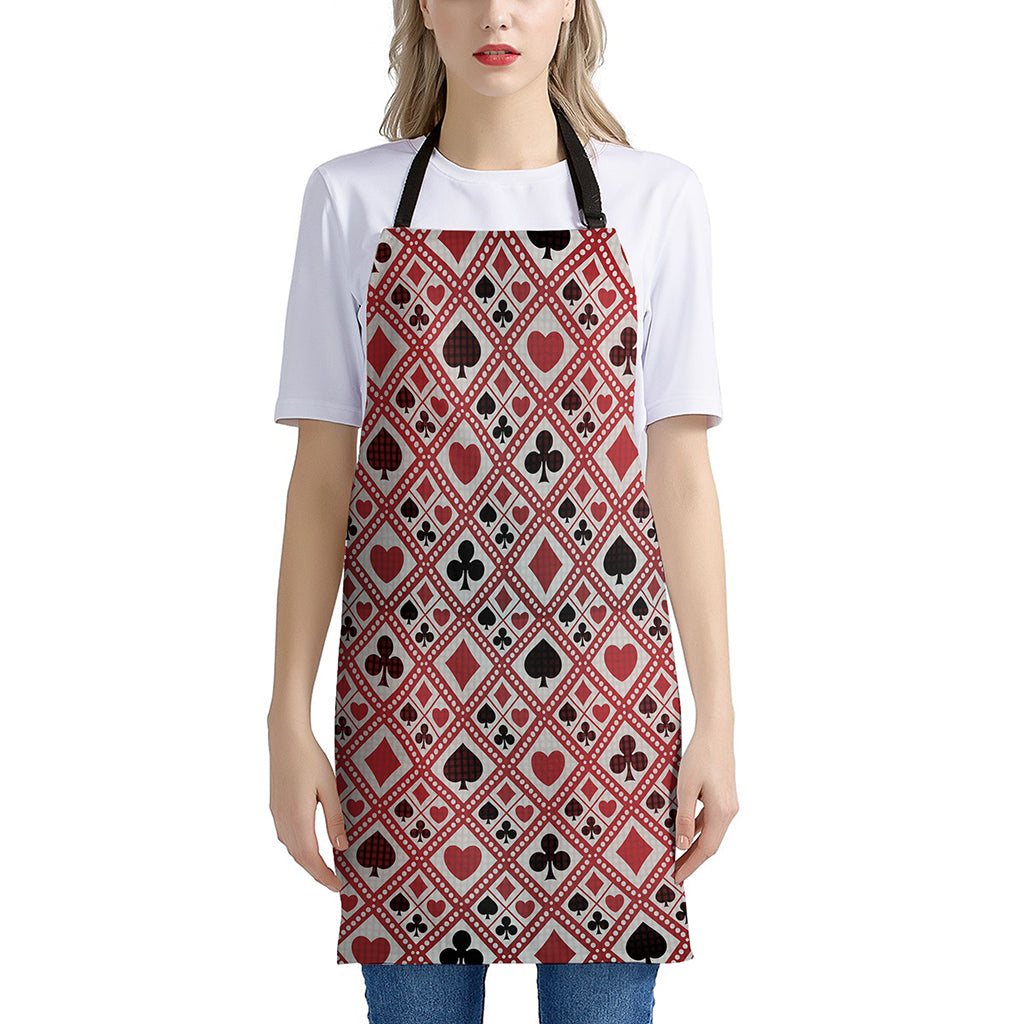 Playing Card Suits Plaid Pattern Print Apron