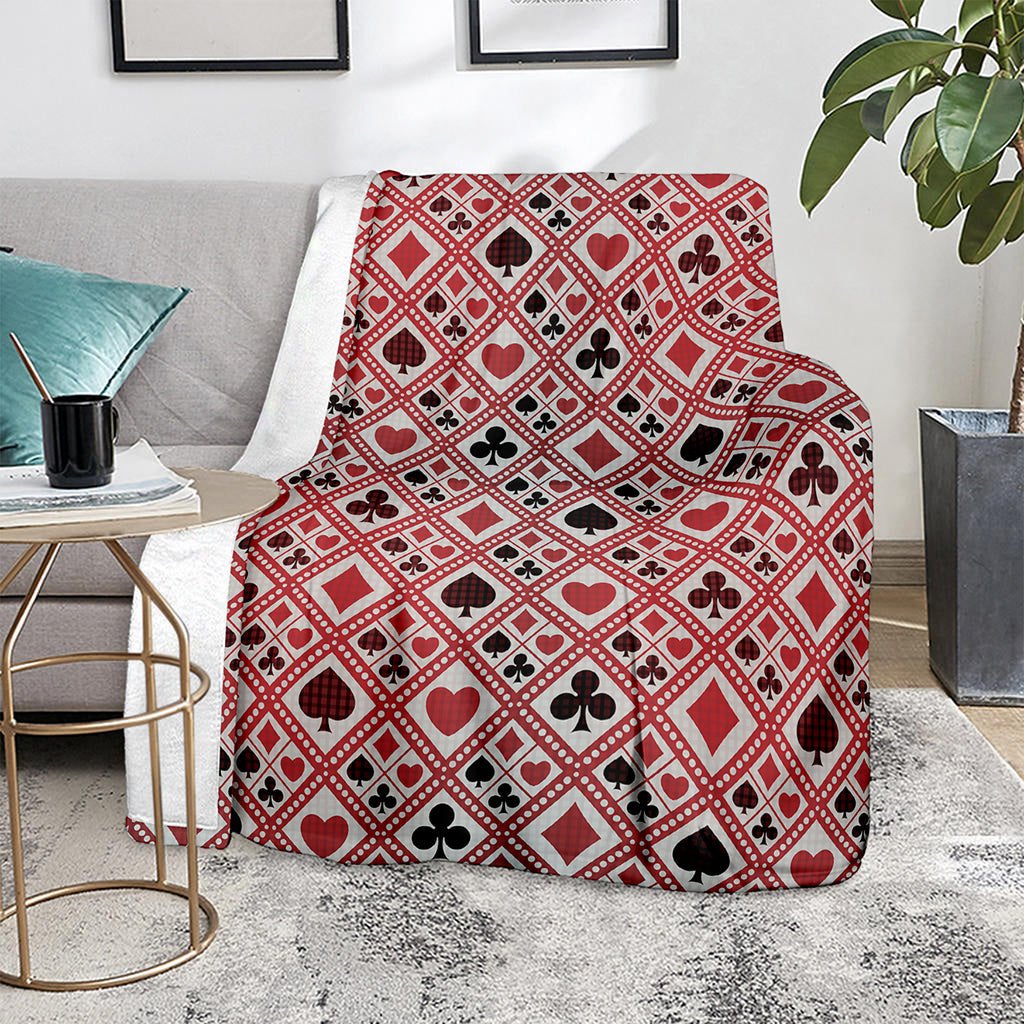 Playing Card Suits Plaid Pattern Print Blanket