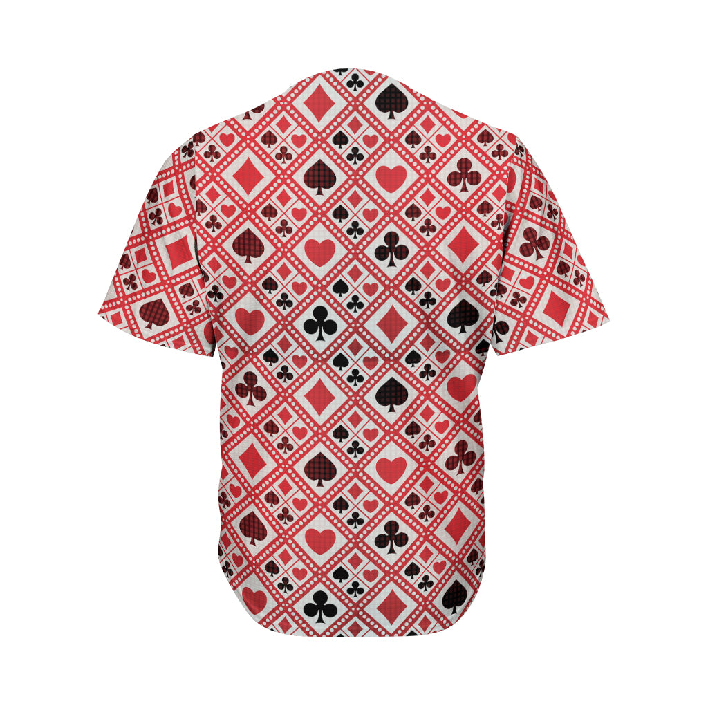 Playing Card Suits Plaid Pattern Print Men's Baseball Jersey
