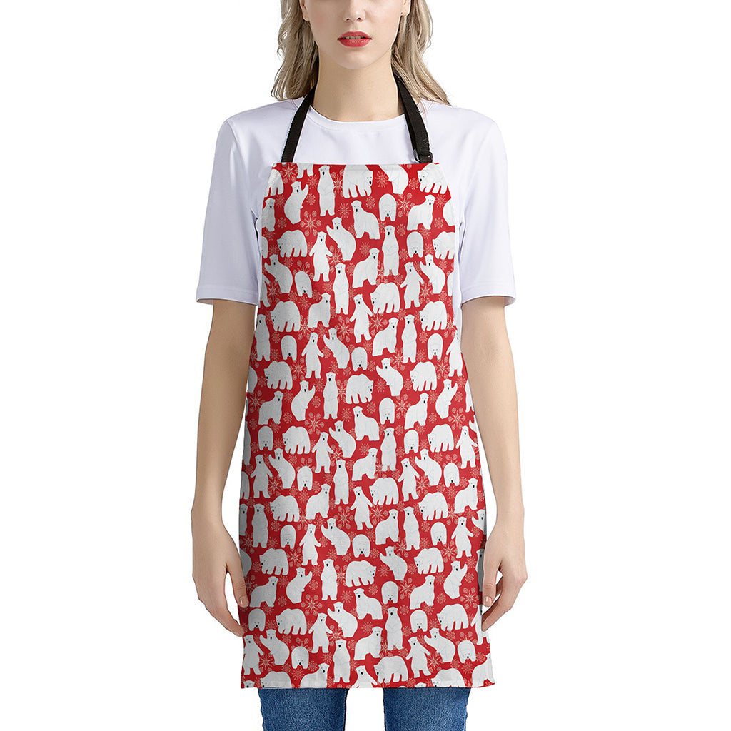 Polar Bear And Snowflake Pattern Print Apron