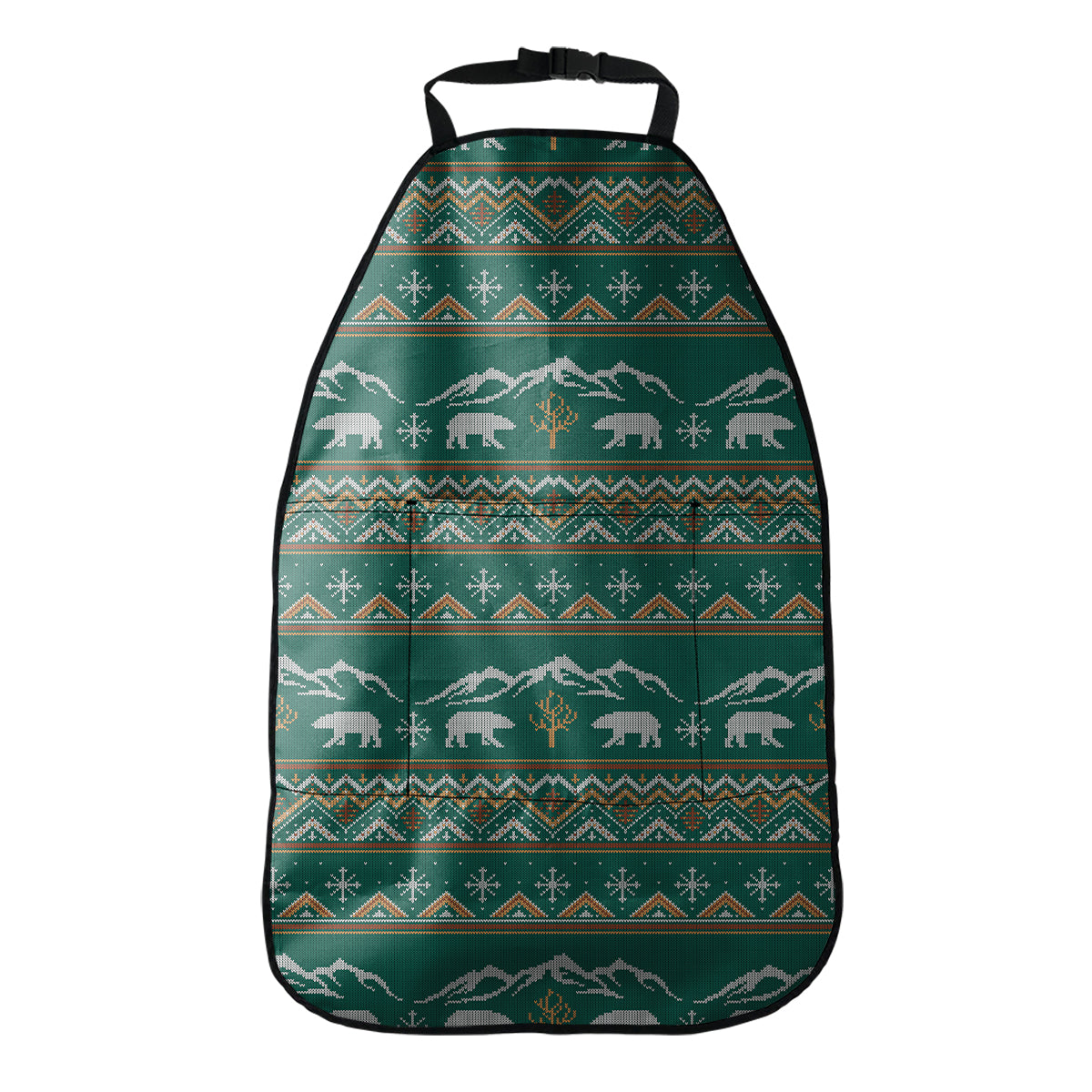 Polar Bear Knitted Pattern Print Car Seat Organizers