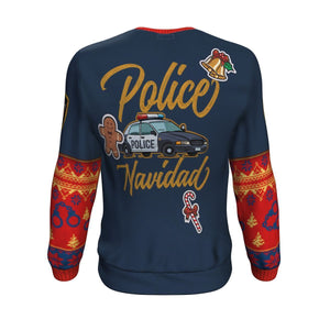 Police Navidad Ugly Christmas Unisex Crewneck Sweatshirt GearFrost