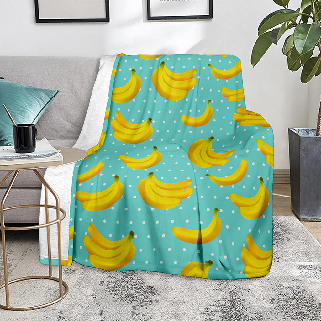 Polka Dot Banana Pattern Print Blanket