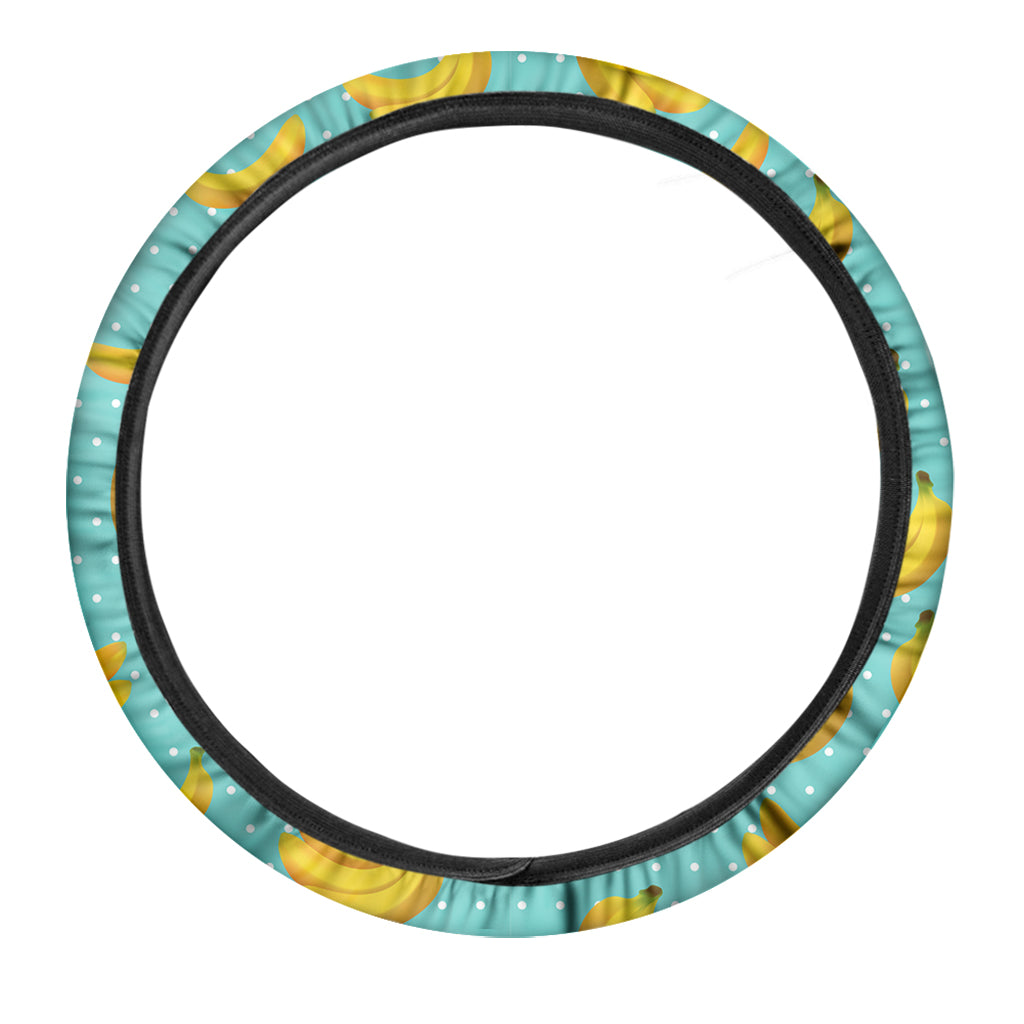 Polka Dot Banana Pattern Print Car Steering Wheel Cover