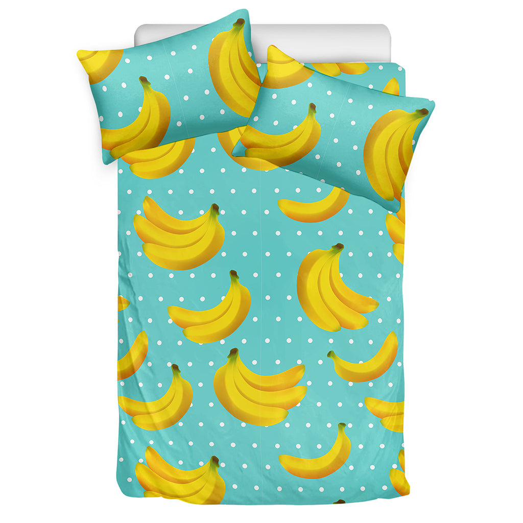 Polka Dot Banana Pattern Print Duvet Cover Bedding Set