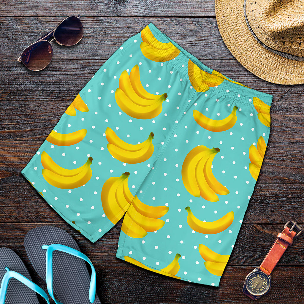 Polka Dot Banana Pattern Print Men's Shorts