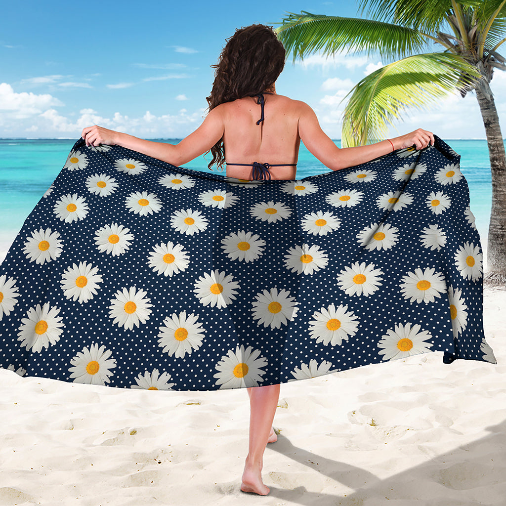 Polka Dot Daisy Floral Pattern Print Beach Sarong Wrap