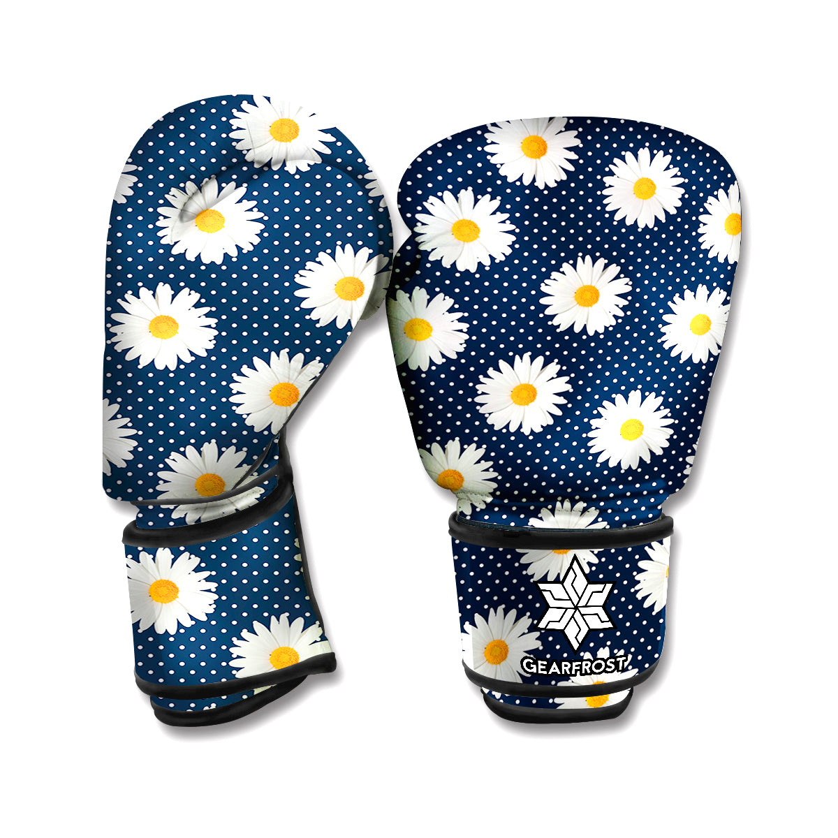 Polka Dot Daisy Floral Pattern Print Boxing Gloves