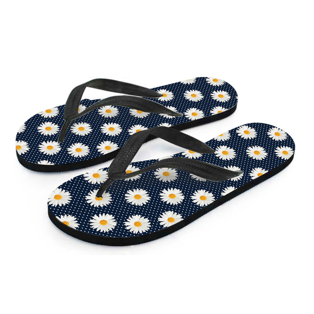 Polka Dot Daisy Floral Pattern Print Flip Flops