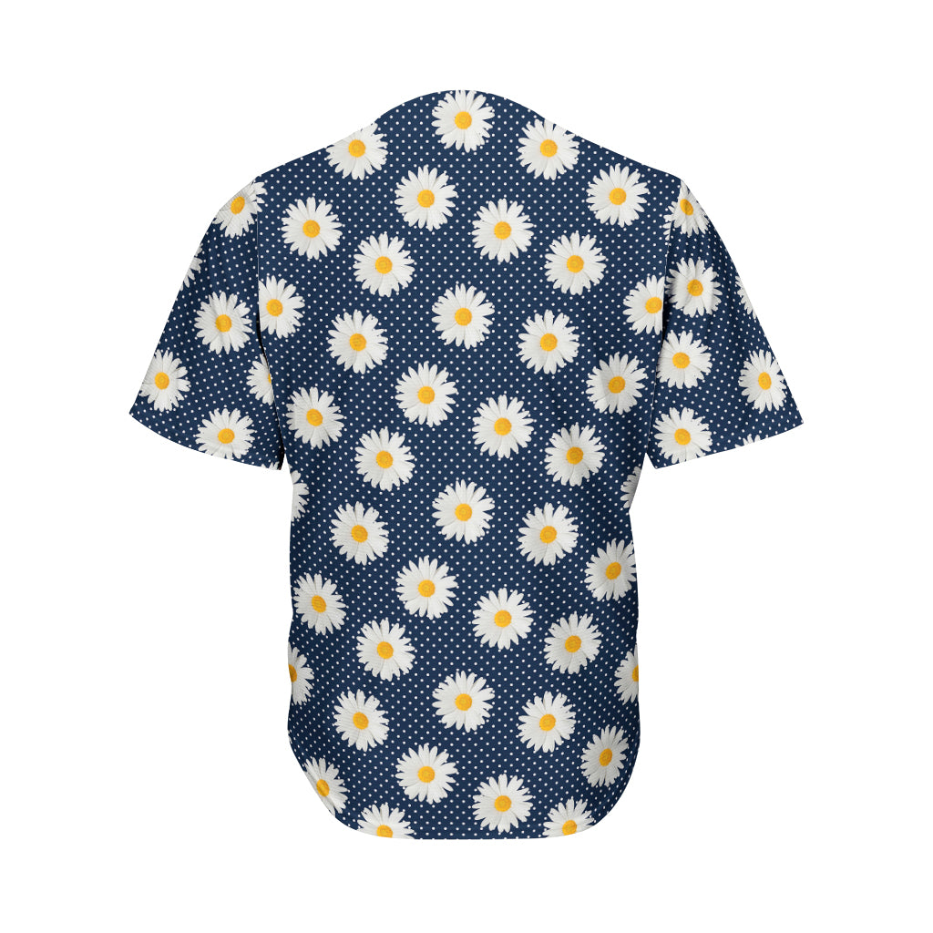Polka Dot Daisy Floral Pattern Print Men's Baseball Jersey