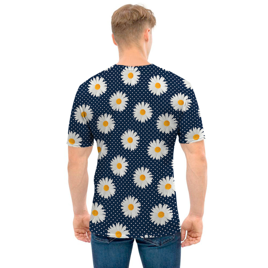 Polka Dot Daisy Floral Pattern Print Men's T-Shirt