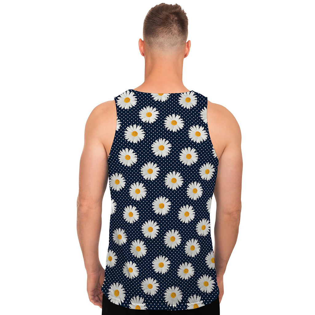 Polka Dot Daisy Floral Pattern Print Men's Tank Top