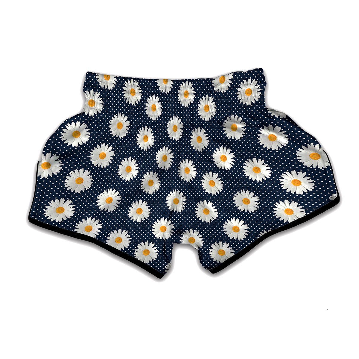Polka Dot Daisy Floral Pattern Print Muay Thai Boxing Shorts