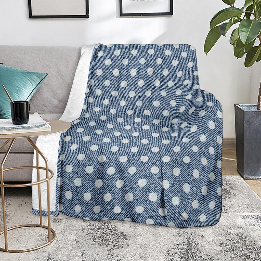 Polka Dot Denim Jeans Pattern Print Blanket