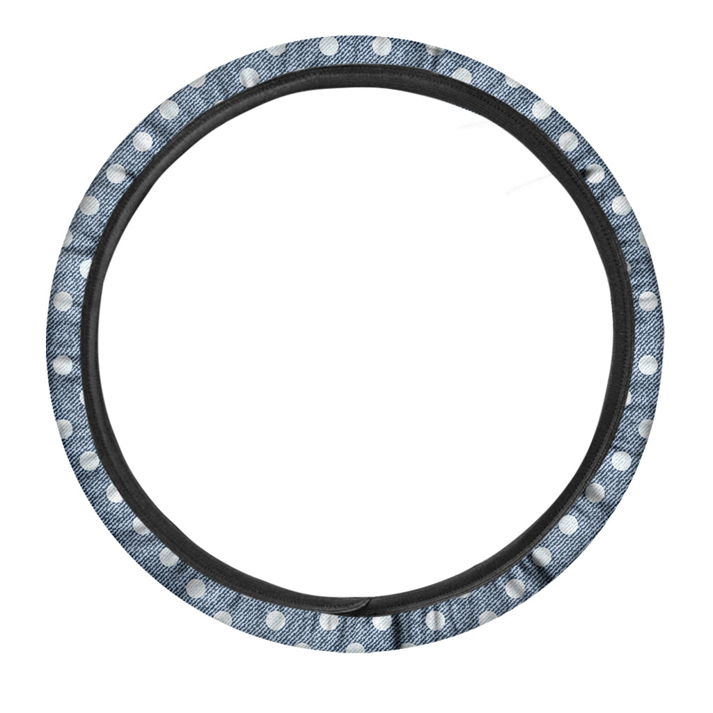 Polka Dot Denim Jeans Pattern Print Car Steering Wheel Cover