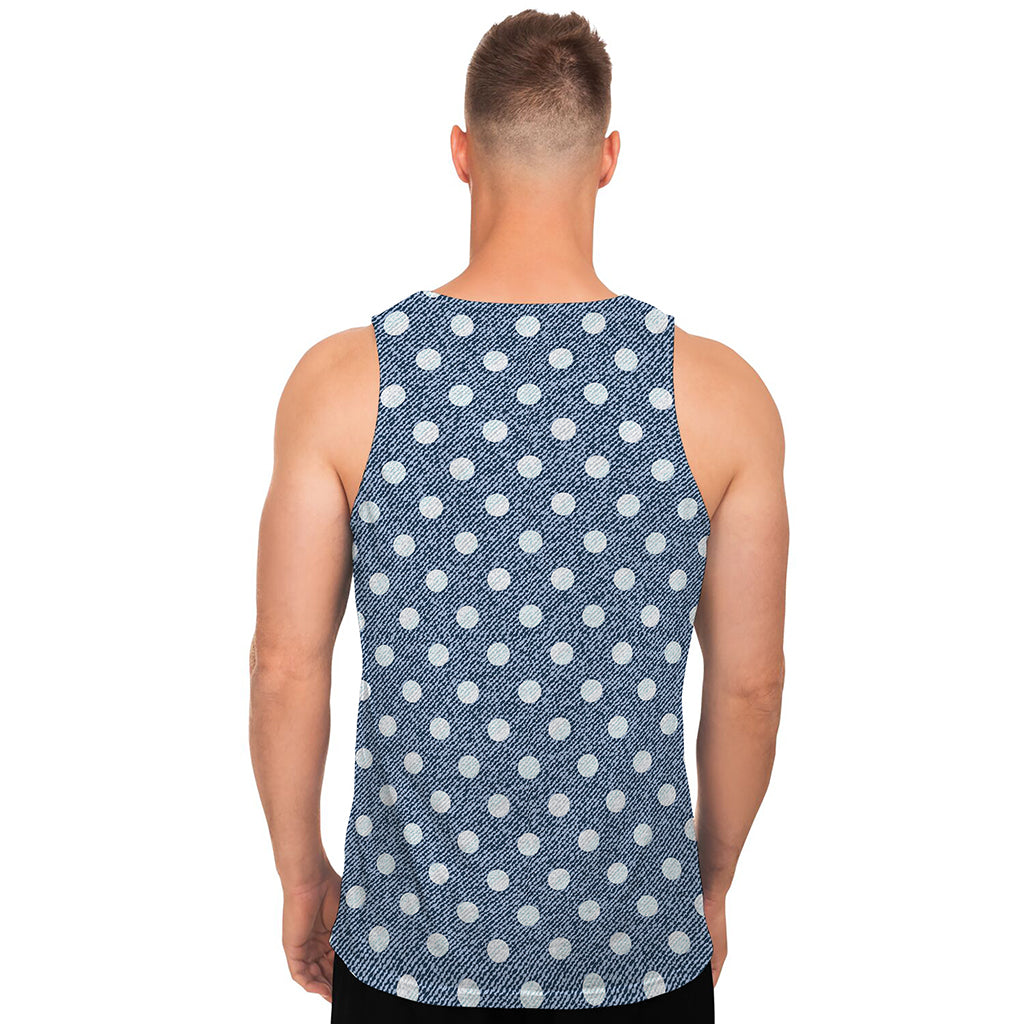 Polka Dot Denim Jeans Pattern Print Men's Tank Top
