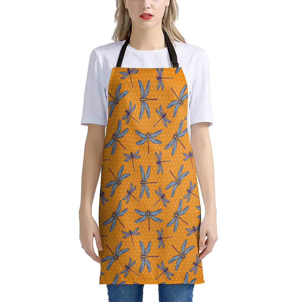 Polka Dot Dragonfly Pattern Print Apron