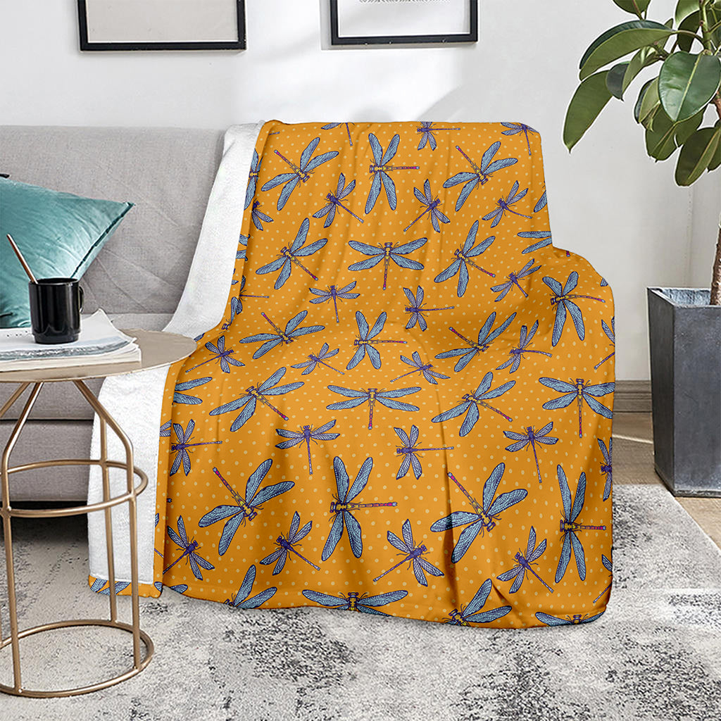 Polka Dot Dragonfly Pattern Print Blanket