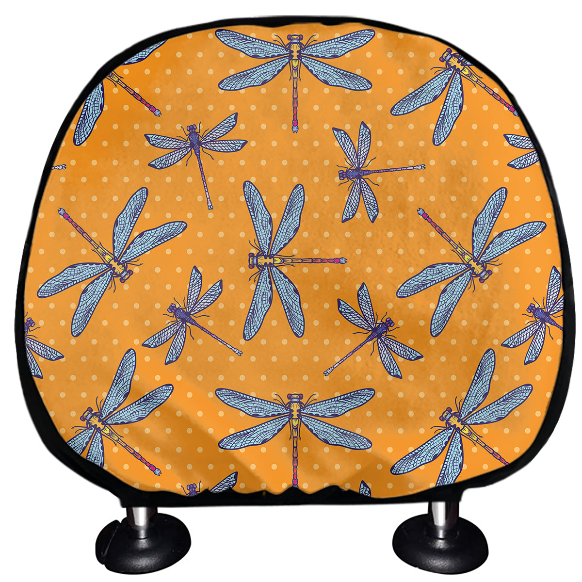 Polka Dot Dragonfly Pattern Print Car Headrest Covers