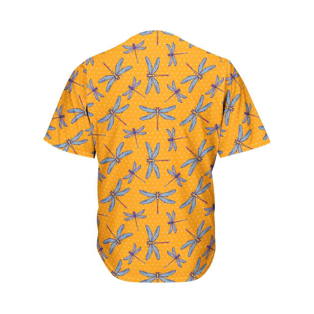 Polka Dot Dragonfly Pattern Print Men's Baseball Jersey