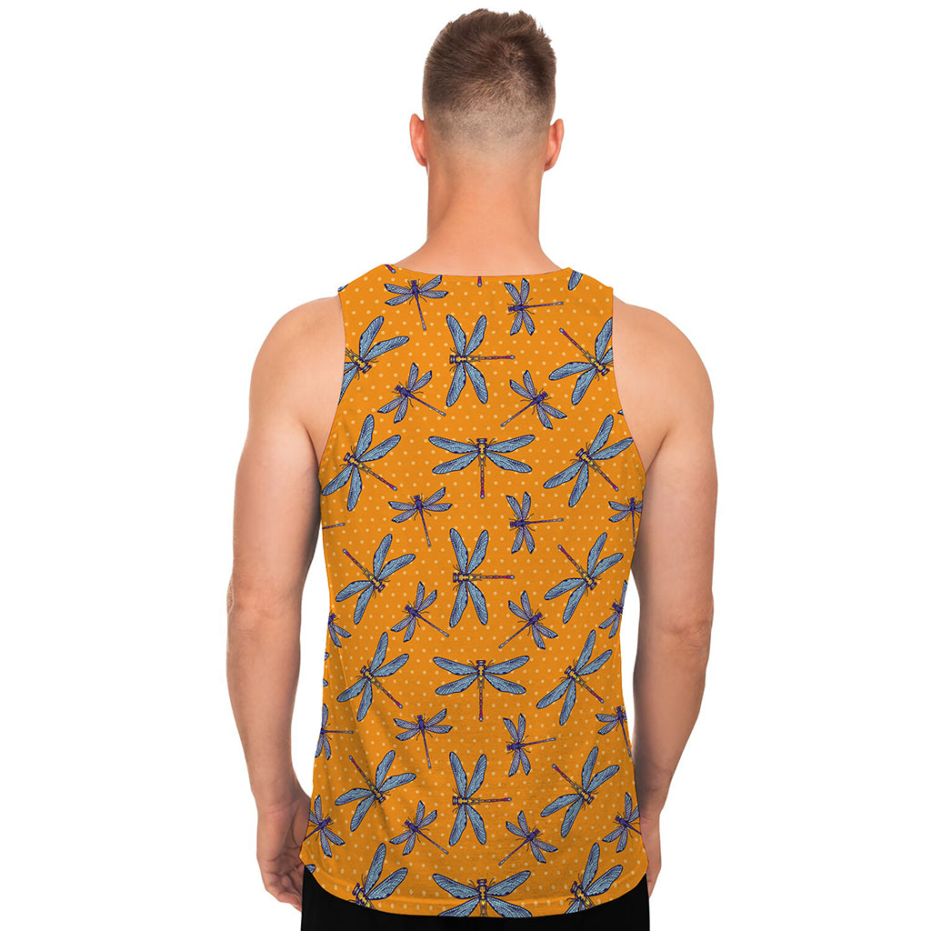 Polka Dot Dragonfly Pattern Print Men's Tank Top