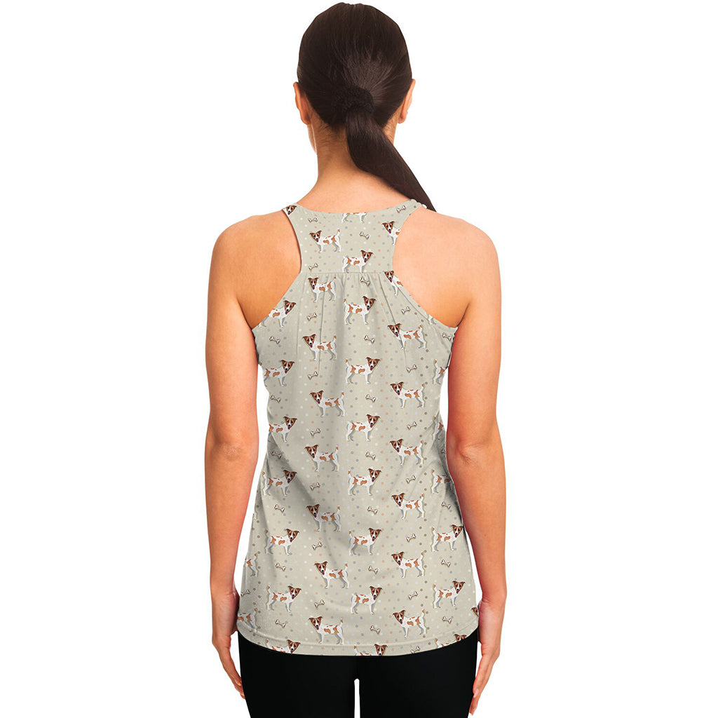 Polka Dot Jack Russell Terrier Print Women's Racerback Tank Top