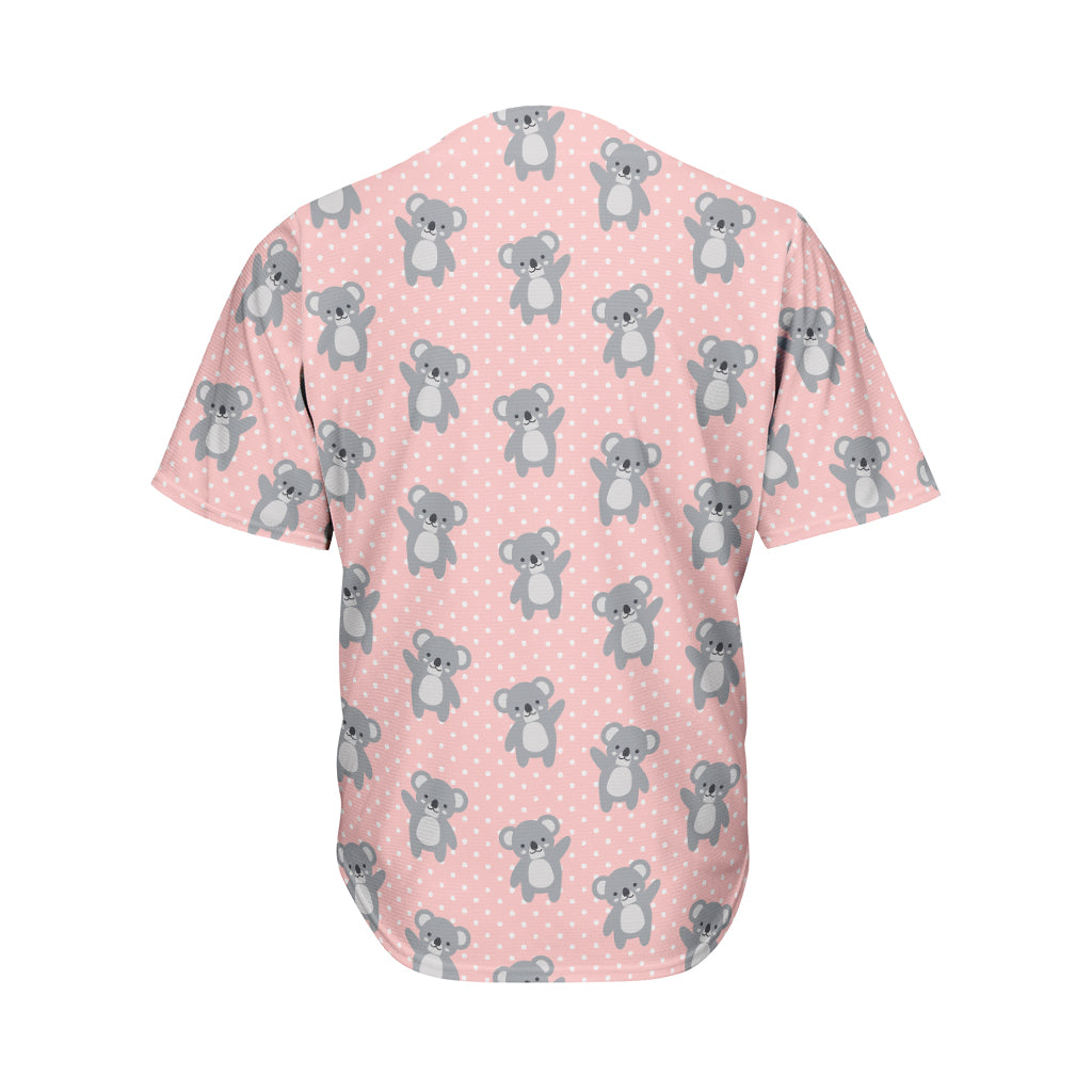 Polka Dot Koala Pattern Print Men's Baseball Jersey