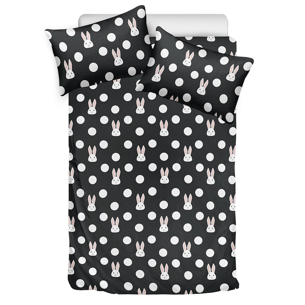Polka Dot Rabbit Pattern Print Duvet Cover Bedding Set