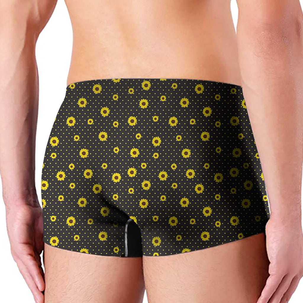 Polka Dot Sunflower Pattern Print Men's Boxer Briefs