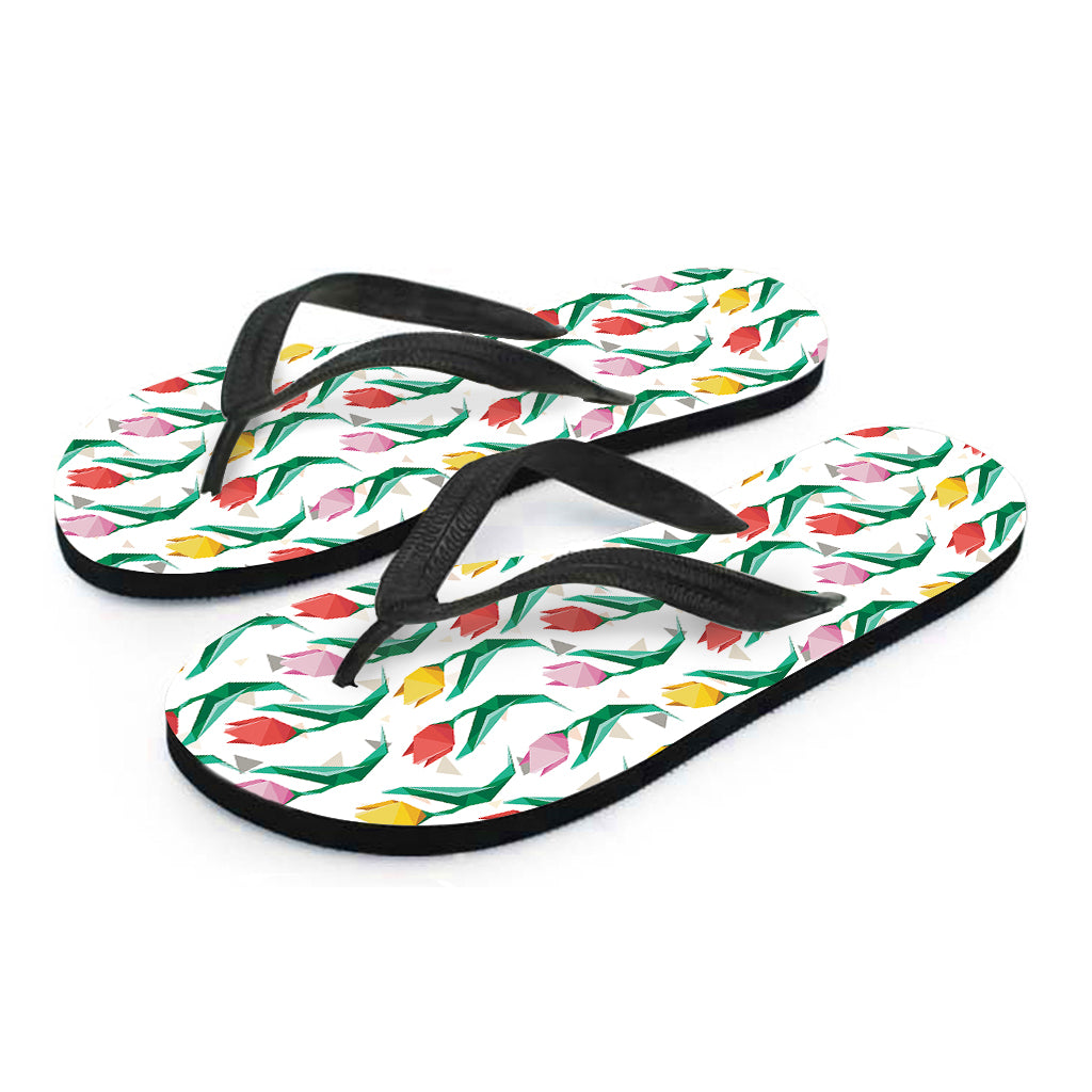 Polygon Tulip Pattern Print Flip Flops