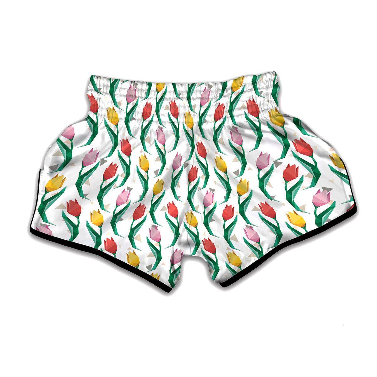 Polygon Tulip Pattern Print Muay Thai Boxing Shorts