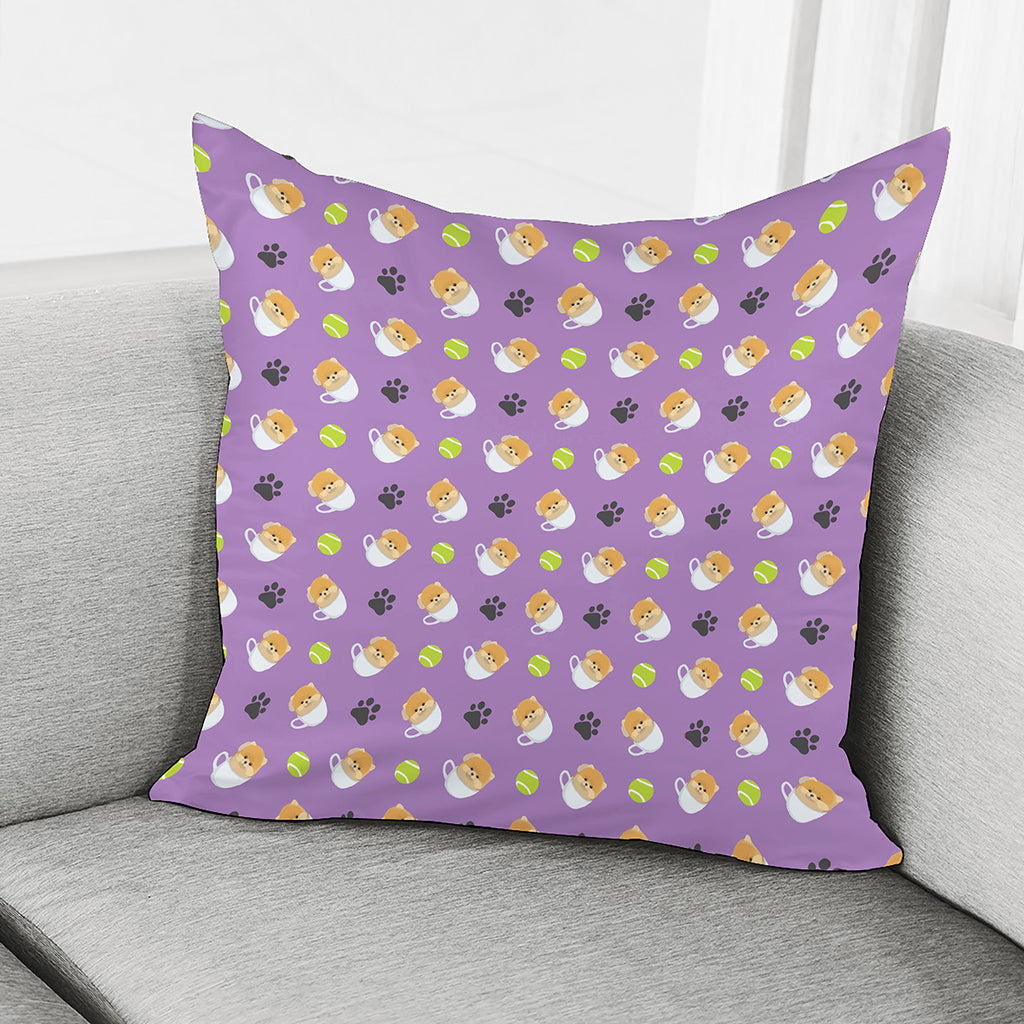 Pomeranian In Tea Cup Pattern Print Pillow Cover