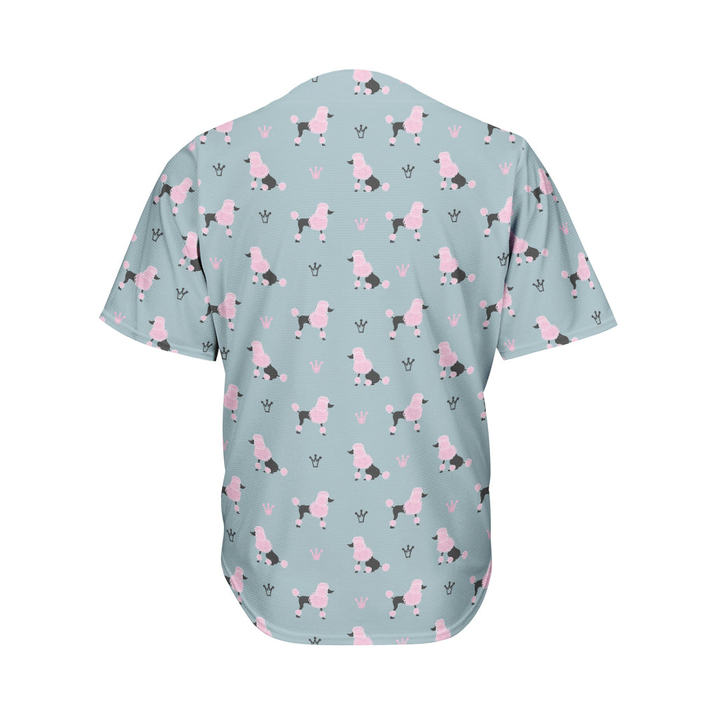 Poodle And Crown Pattern Print Men's Baseball Jersey