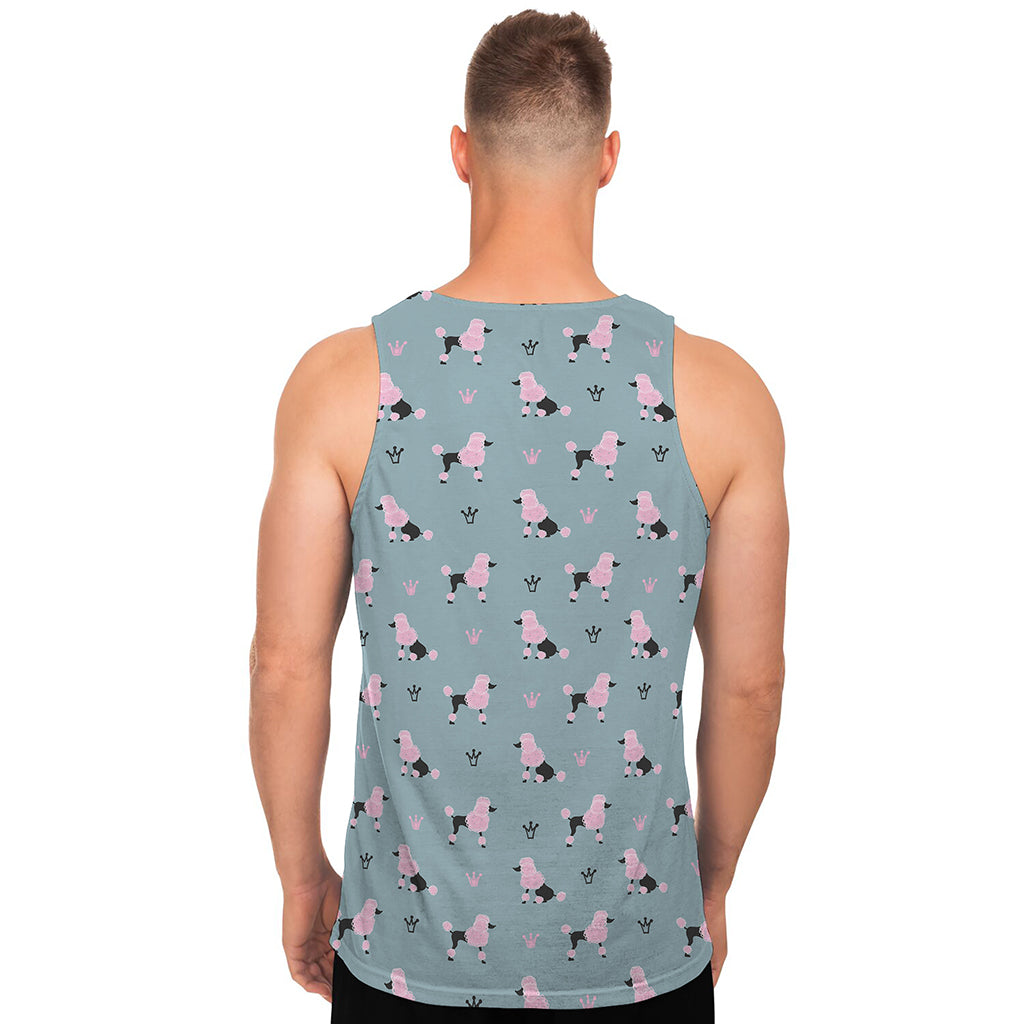 Poodle And Crown Pattern Print Men's Tank Top